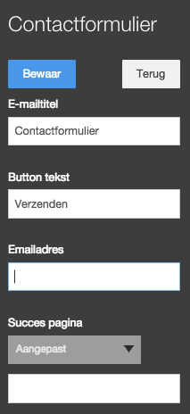 Instellingen voor het
contactformulier