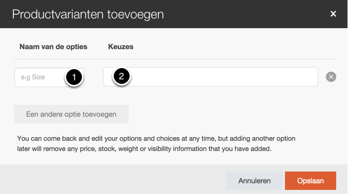 Product varianten
toevoegen