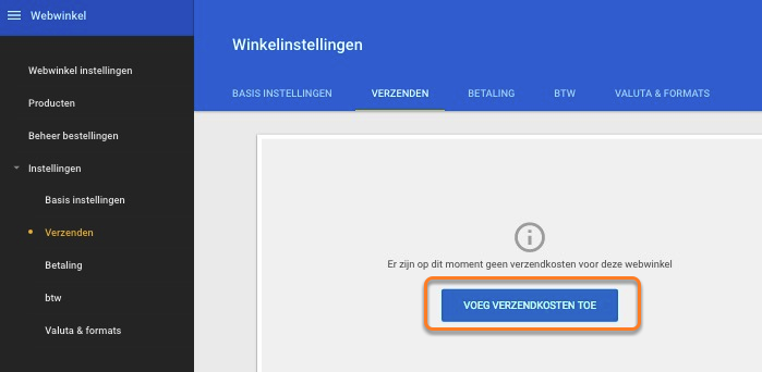 Verzendoptie
toevoegen