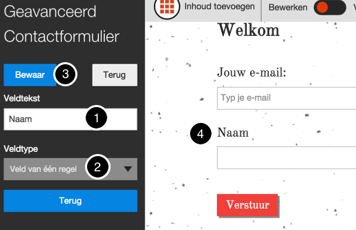 Veld van 1 regel
toevoegen