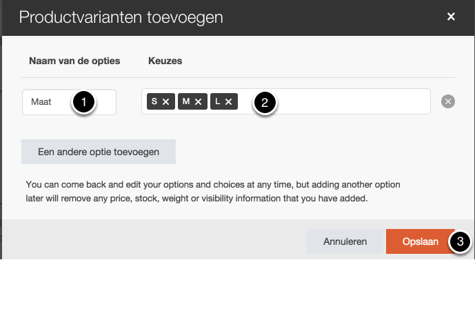Product varianten
toevoegen
