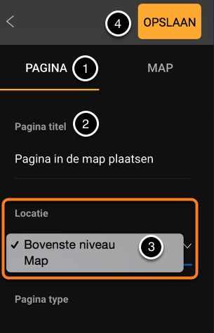 Pagina in een map
plaatsen