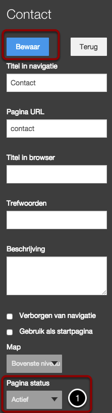 Pagina status
aanpassen