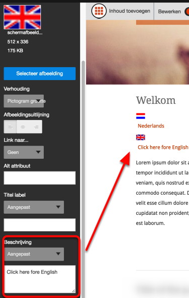Stap 3. Voeg eventueel een beschrijving aan de afbeelding
toe.