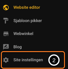 Klik op 'Site instelingen'
(2).