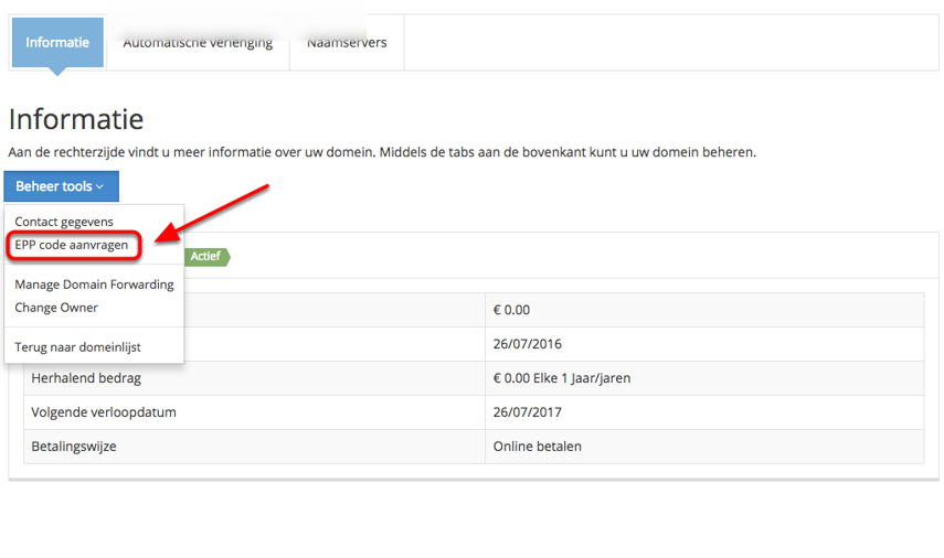 EPP code opvragen voor verhuizing naar andere
provider