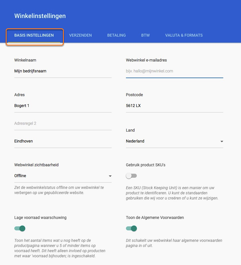 Basisinformatie
toevoegen
