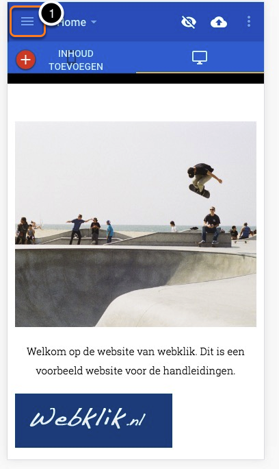 1. Klik op het Hoofdmenu
icoon.